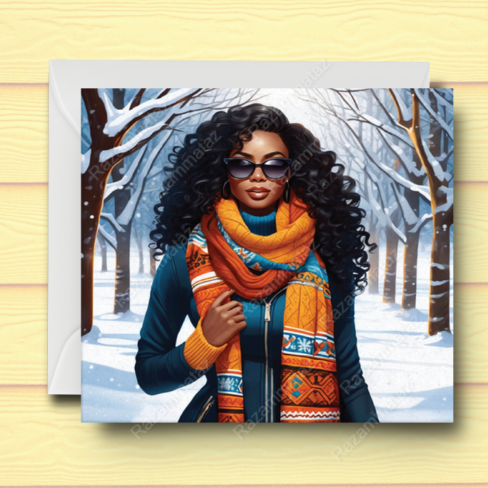 Black Woman O Christmas Card